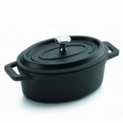 CACEROLA OVAL ALUMINIO FUNDIDO BLACK CON TAPA MINI 12x8,5 CMS 